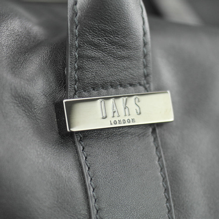 DAKS London signature Borbonese genuine leather black large gym holdall bag with nylon lining