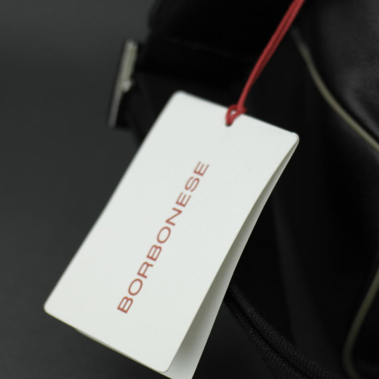 DAKS London Signature Borbonese große schwarze Sporttasche aus echtem Leder mit Nylonfutter 