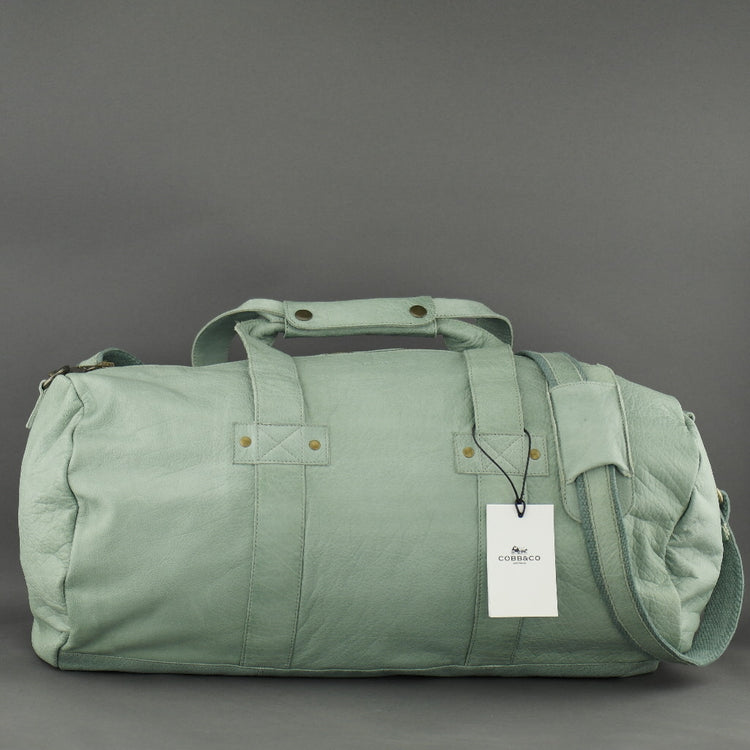 COBB &amp; CO Bolsa deportiva de cuero verde turquesa Bolsa de deporte mediana para gimnasio