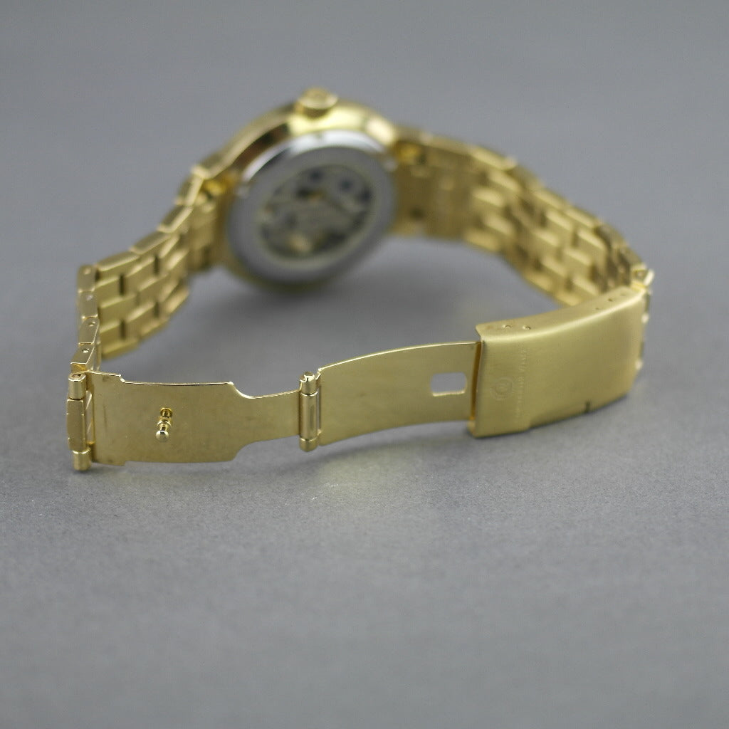 Constantin Weisz mechanical wrist watch gold plated with blue dial and box