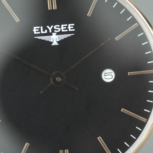 Zelos El elegante reloj plano de cuarzo chapado en oro de ELYSEE con fecha
