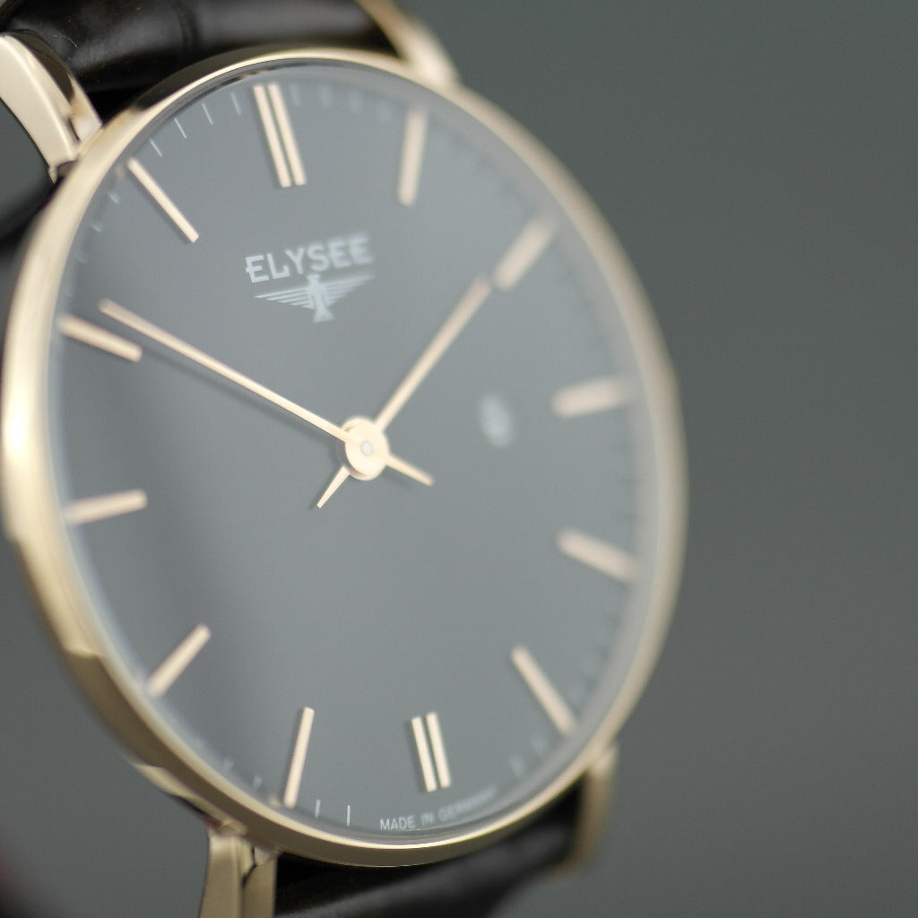 Zelos The flat gold plated elegant quartz watch from ELYSEE with date