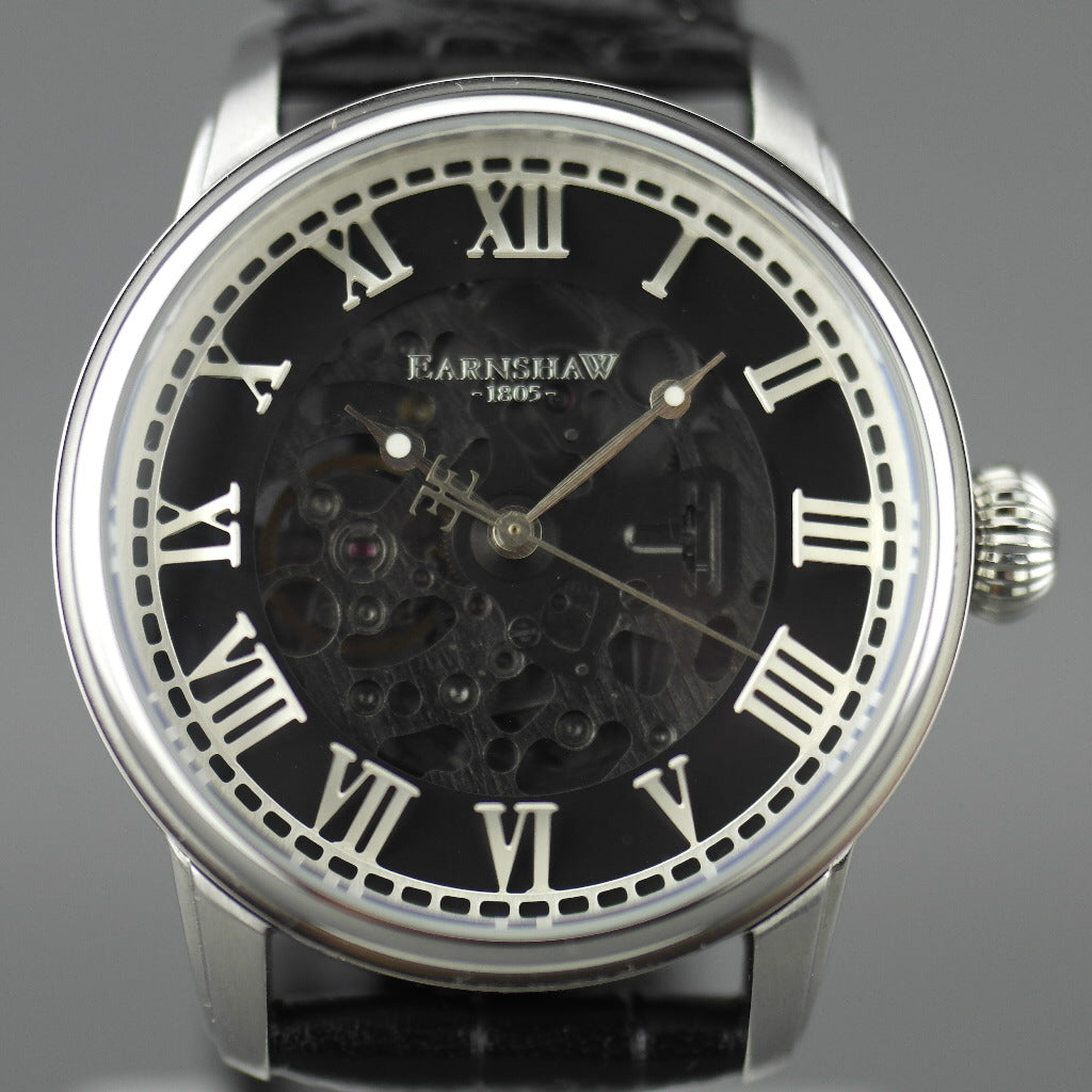 Thomas Earnshaw Longitude Alta Skeleton Automatik-Armbanduhr mit Lederarmband