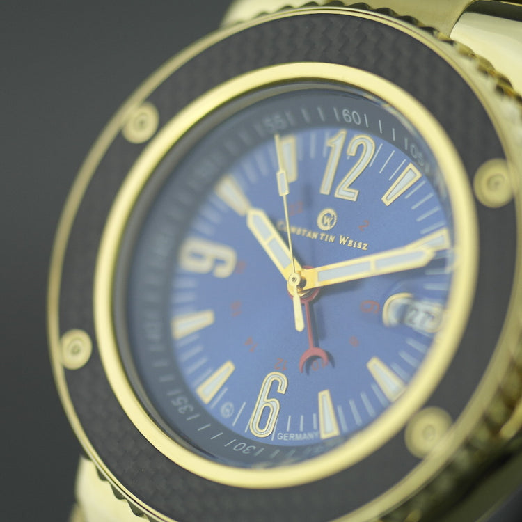 Constantin Weisz 21 joyas Caballero Reloj de pulsera automático deportivo chapado en oro con pulsera 10ATM