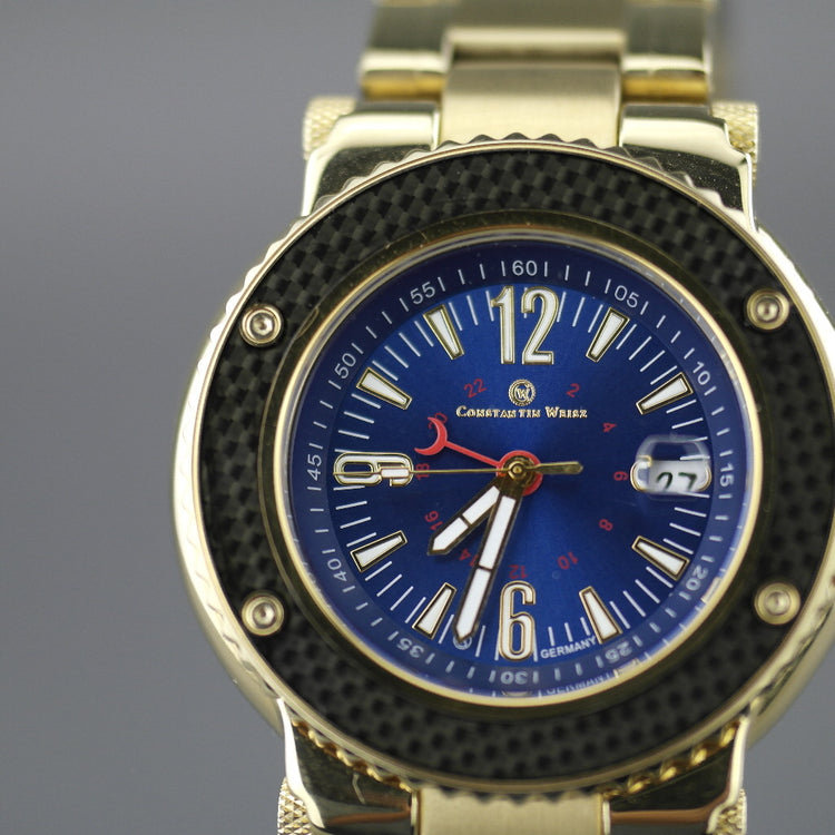 Constantin Weisz 21 joyas Caballero Reloj de pulsera automático deportivo chapado en oro con pulsera 10ATM