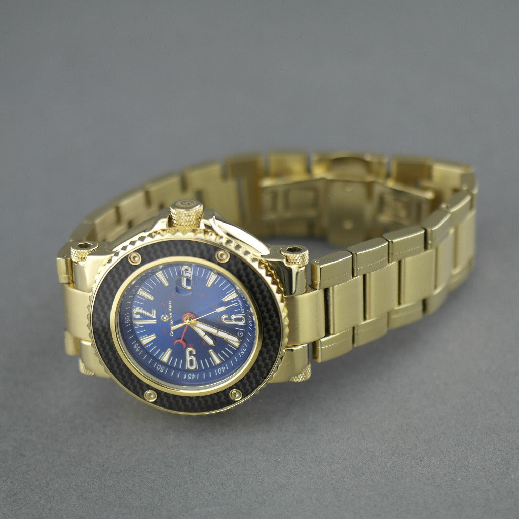 Constantin Weisz, 21 Juwelen, vergoldete Herren-Sport-Automatikarmbanduhr mit Armband, 10 ATM