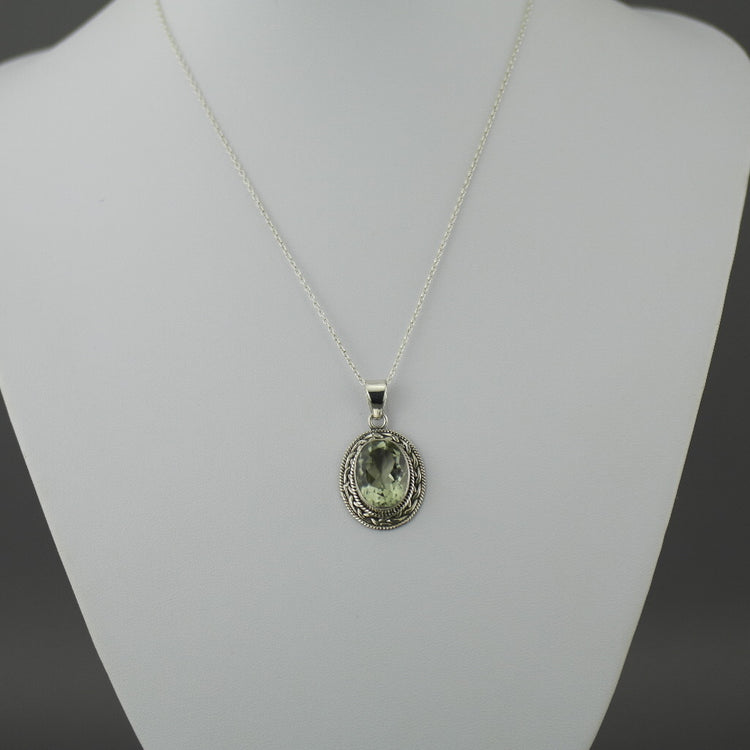 Cassiopeia 7.12ct Green Amethyst pendant on sterling silver chain