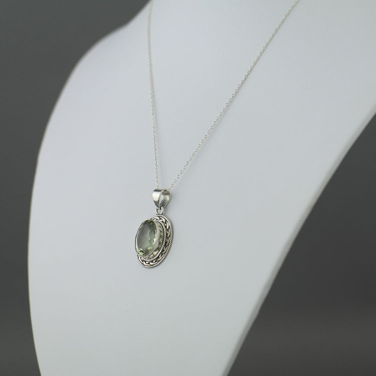 Cassiopeia 7.12ct Green Amethyst pendant on sterling silver chain