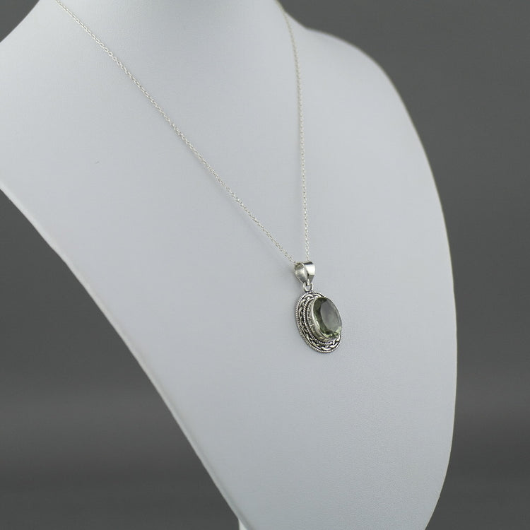 Cassiopeia 7.12ct Green Amethyst pendant on sterling silver chain
