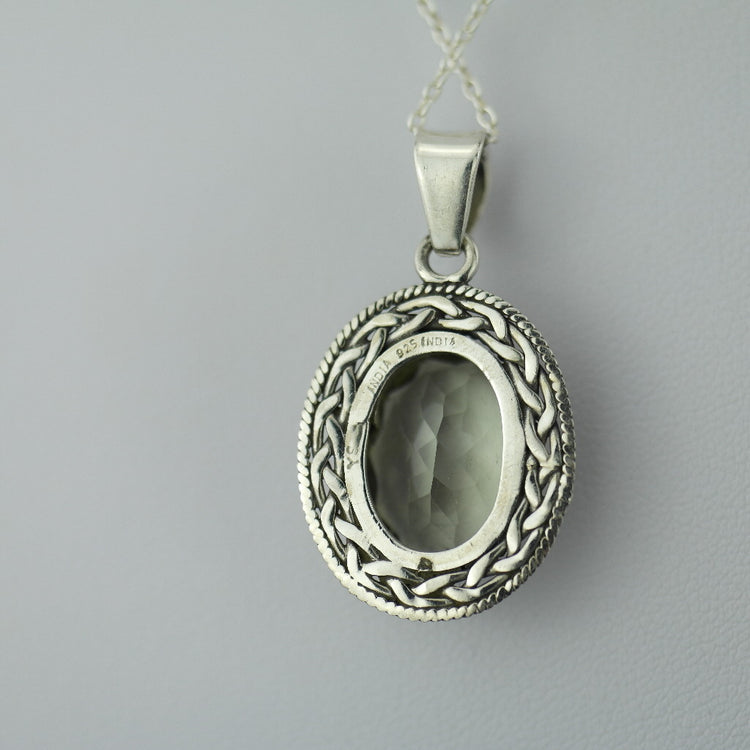 Cassiopeia 7.12ct Green Amethyst pendant on sterling silver chain