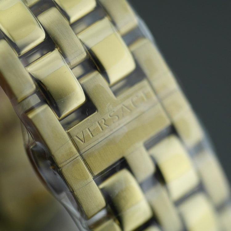 Versace V-Race black dial diver gold plated wristwatch