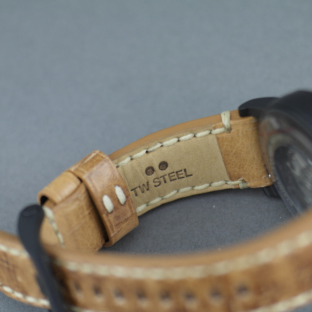 TW Steel Automatic Black Casual wrist watch with brown leather strap
