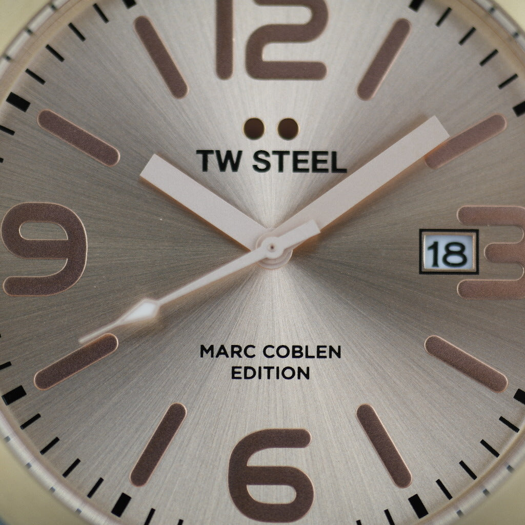 TW Steel Marc Coblen Edition gold tone wrist watch with strap