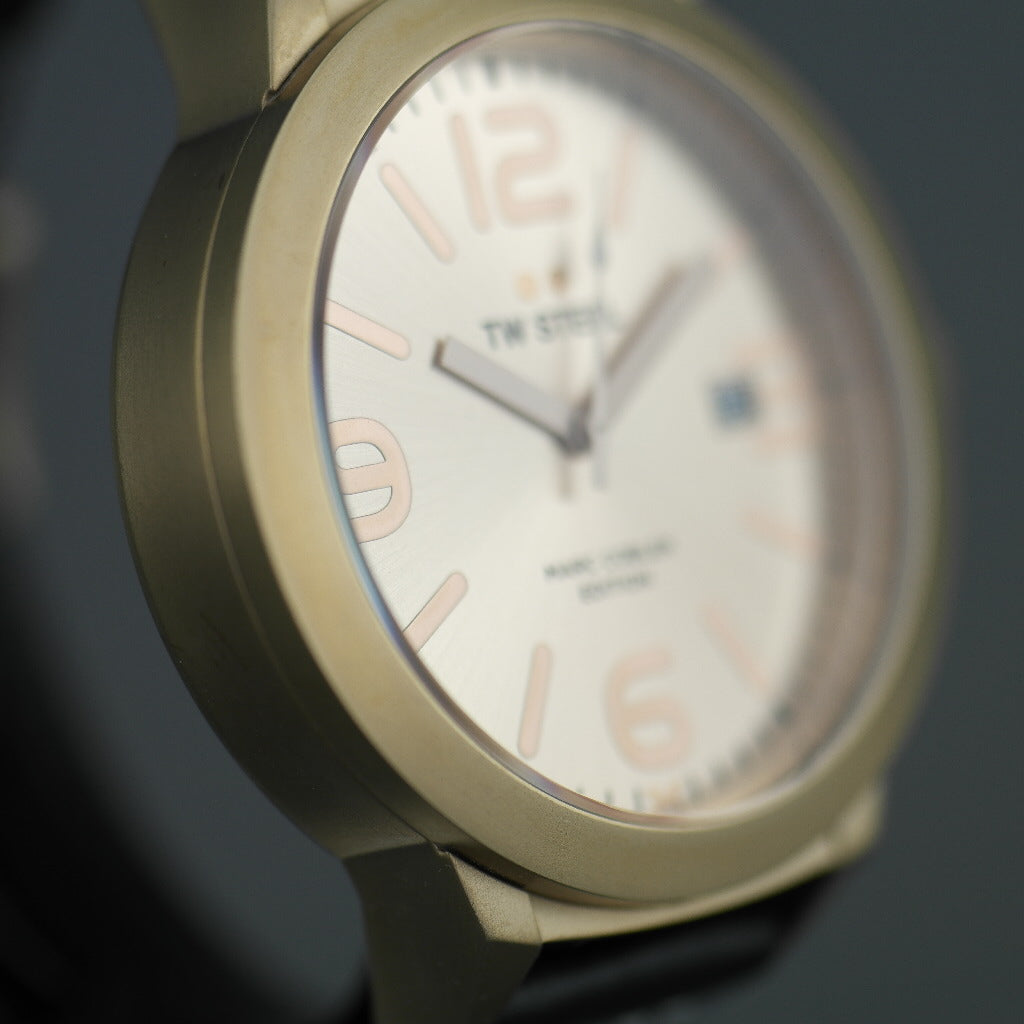TW Steel Marc Coblen Edition gold tone wrist watch with strap