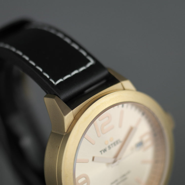 TW Steel Marc Coblen Edition gold tone wrist watch with strap