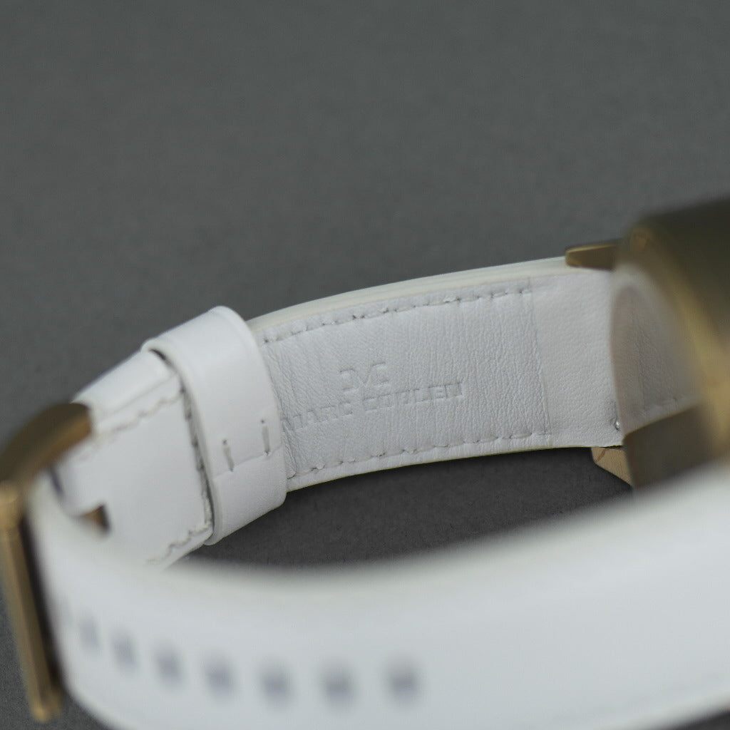 TW Steel Marc Coblen Edition wrist watch with silver dial and white leather strap