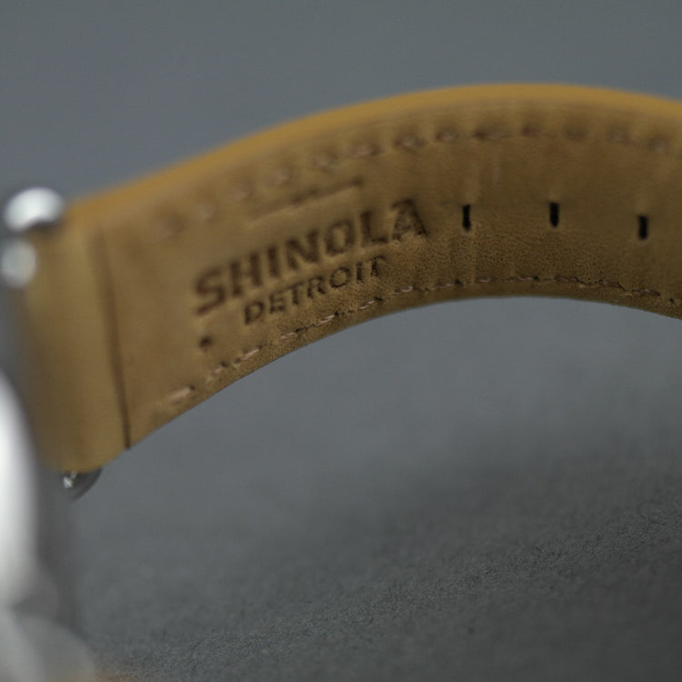 Shinola The Runwell wristwatch with copper dial and Aniline Latigo Leather strap