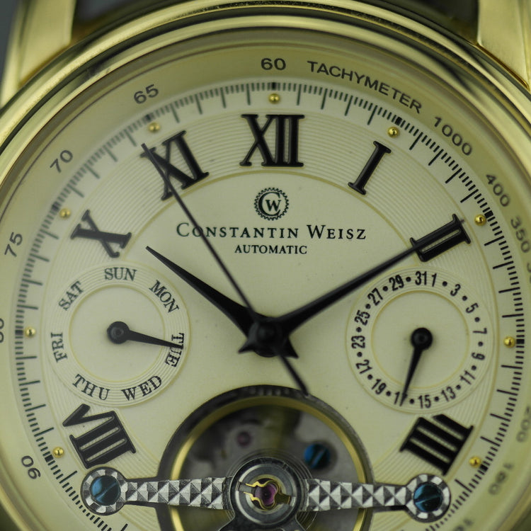 Constantin Weisz Gents Automatic Tachymeter gold plated wrist watch