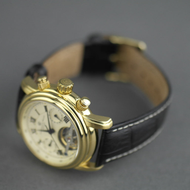 Constantin Weisz Herren-Armbanduhr mit automatischem Tachymeter, vergoldet