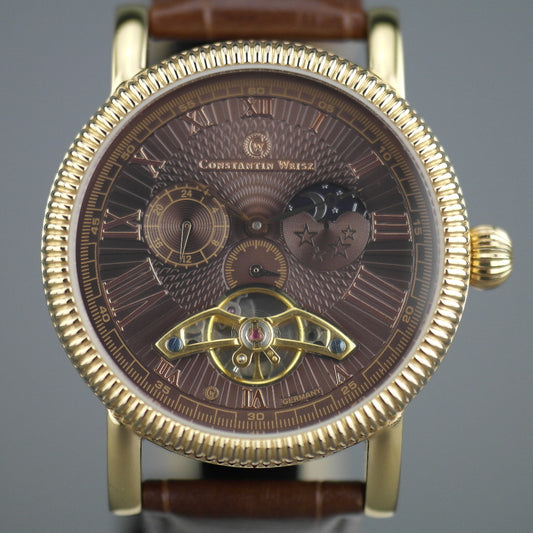 Constantin Weisz Open Heart Automatik-Armbanduhr mit goldfarbenem Bronze-Zifferblatt 