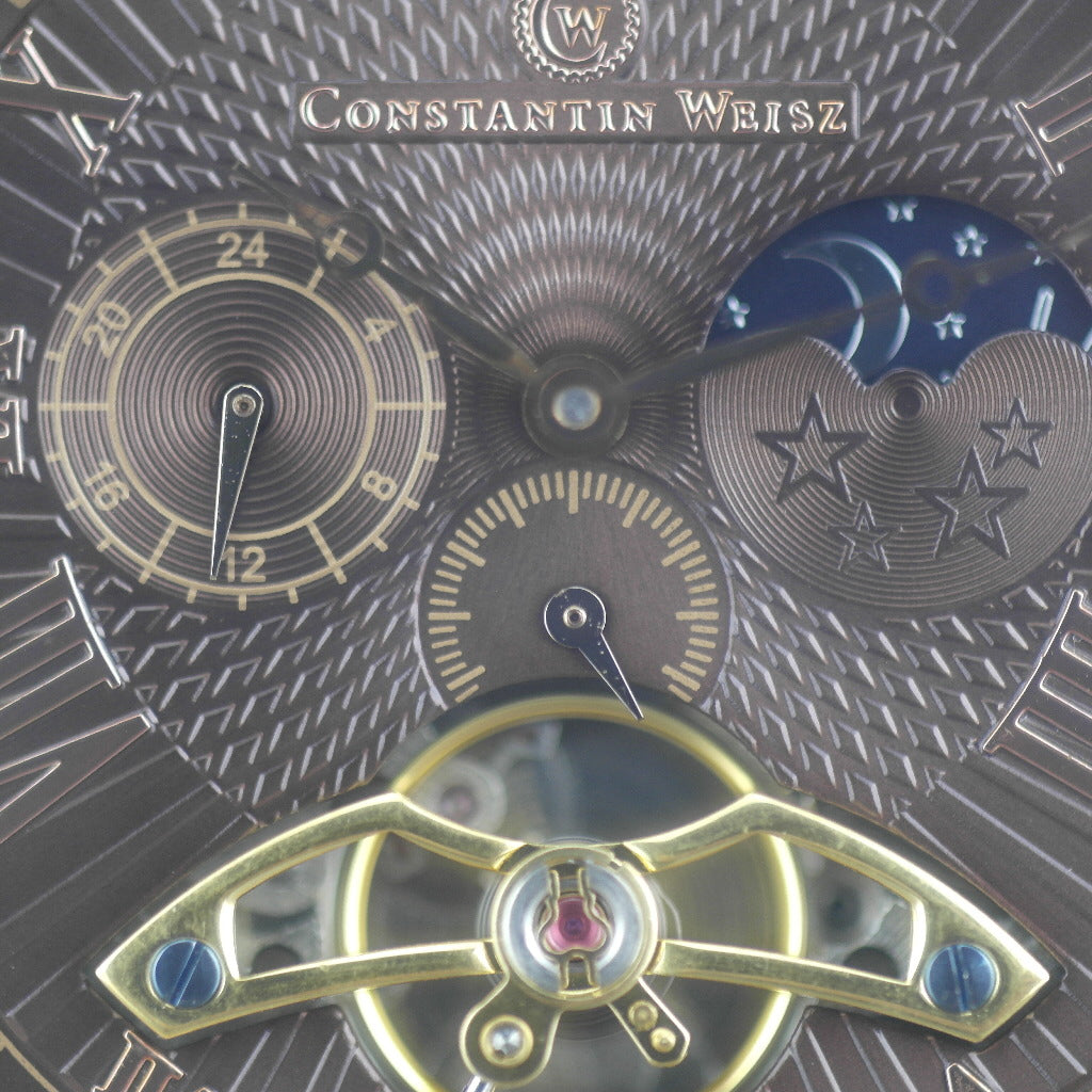 Constantin Weisz Open Heart Automatik-Armbanduhr mit goldfarbenem Bronze-Zifferblatt 