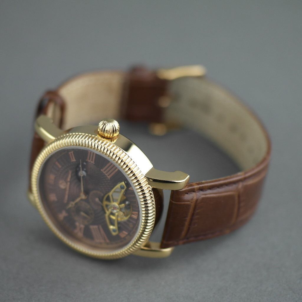 Constantin Weisz Open Heart Automatik-Armbanduhr mit goldfarbenem Bronze-Zifferblatt 