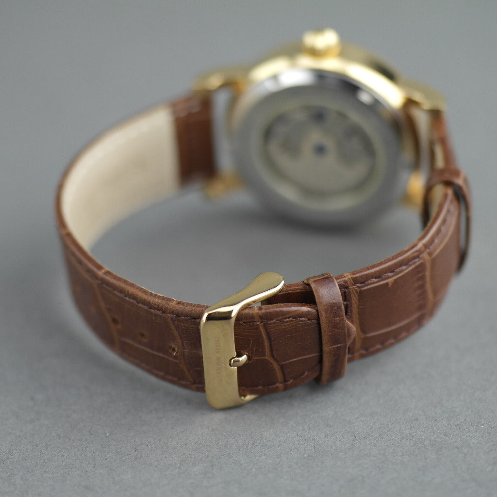 Constantin Weisz Open heart automatic wrist watch gold tone bronze dial