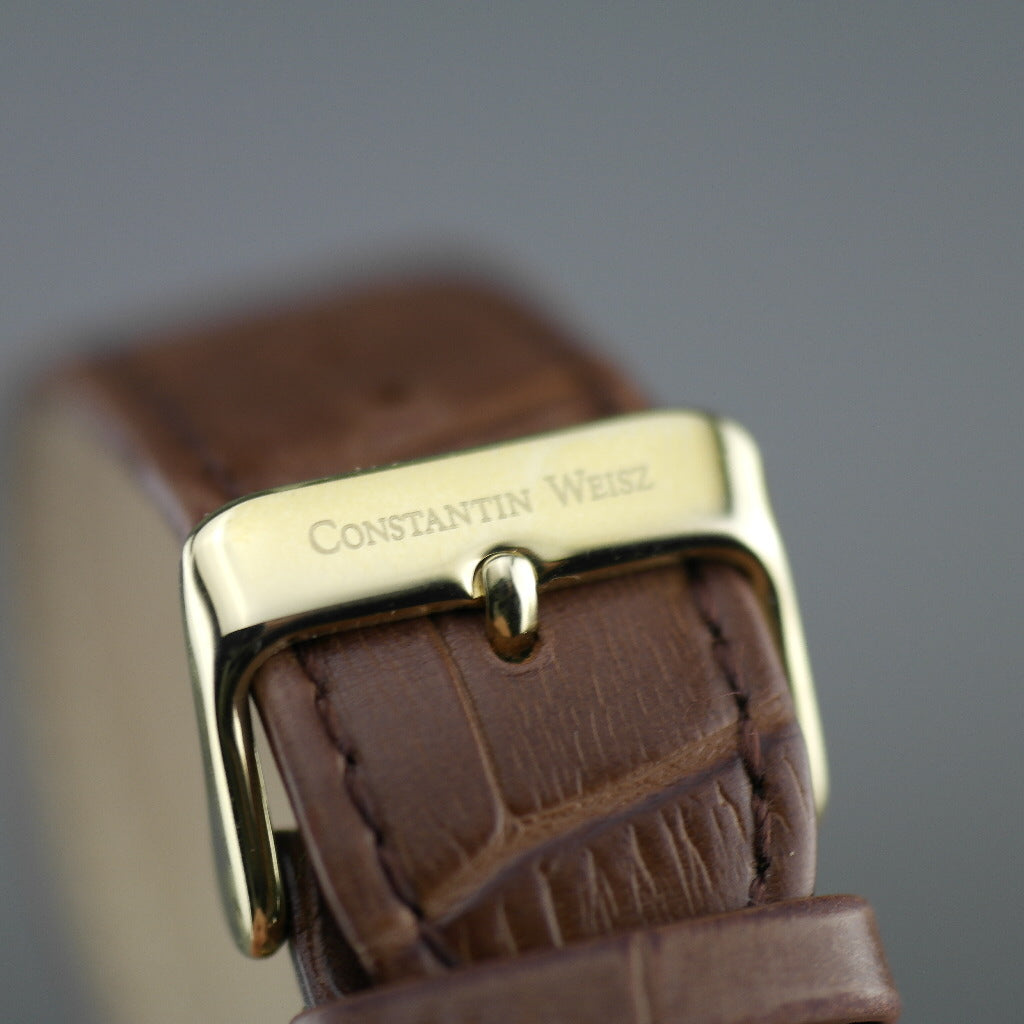 Constantin Weisz Open heart automatic wrist watch gold tone silver dial