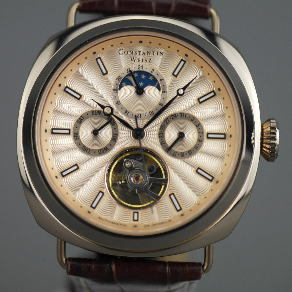 Constantin Weisz automatic open heart wrist watch with leather strap