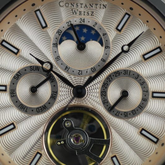 Constantin Weisz Automatik-Armbanduhr mit offenem Herzen und Lederarmband