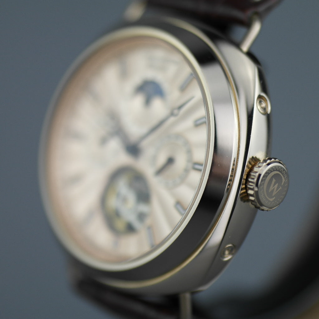 Constantin Weisz automatic open heart wrist watch with leather strap