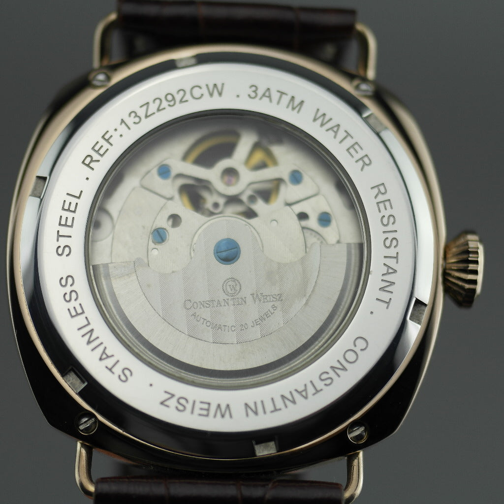 Constantin Weisz Automatik-Armbanduhr mit offenem Herzen und Lederarmband