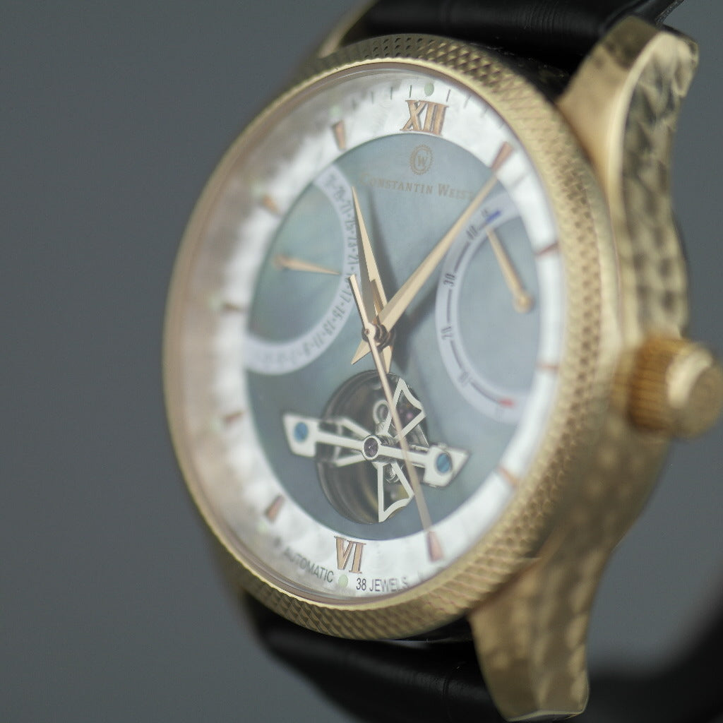 Constantin Weisz klassische automatische Armbanduhr mit offenem Herzen und 38 Steinen