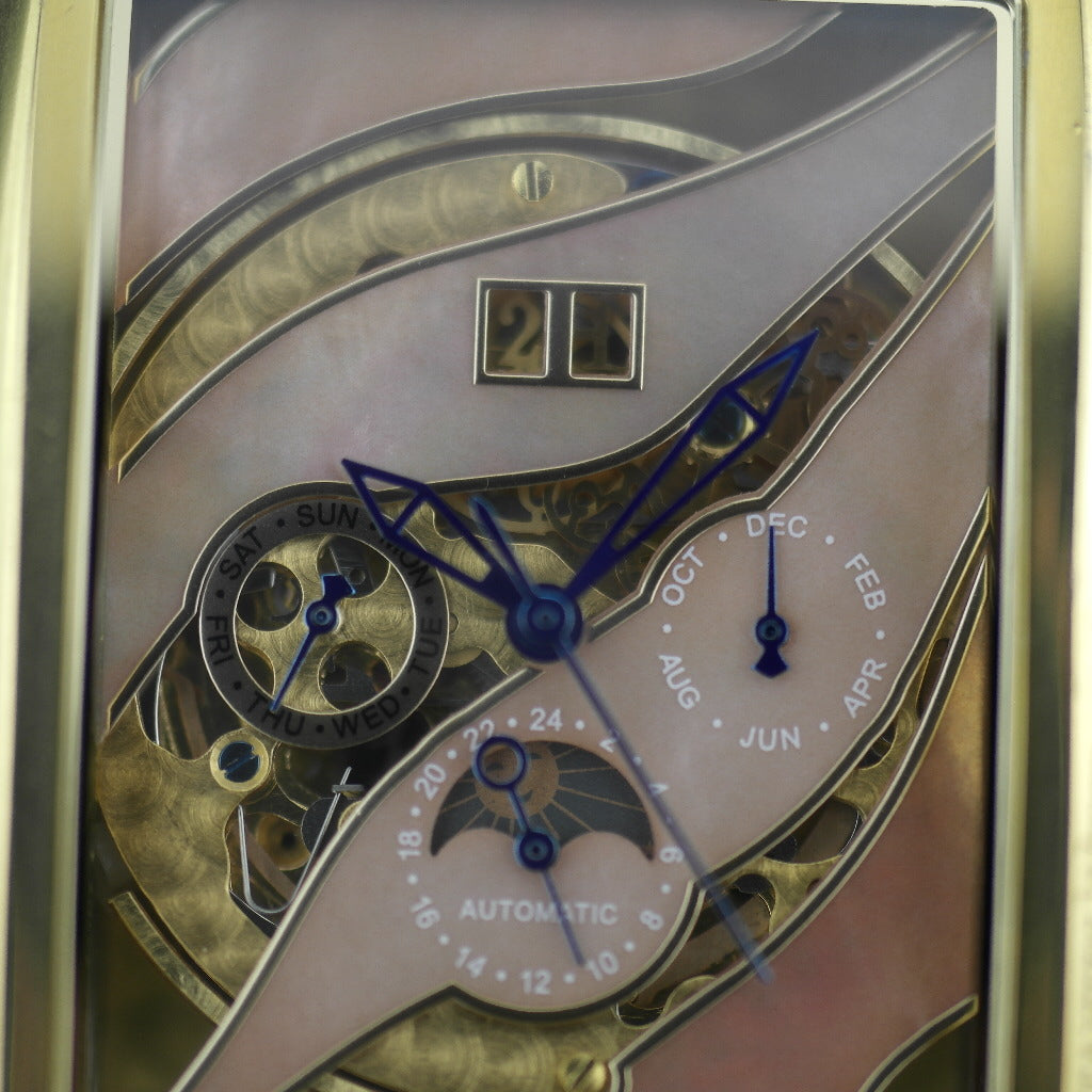 Constantin Weisz Automatic gold plated wrist watch Skeleton Nacre dial