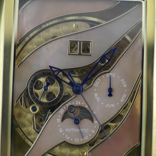 Constantin Weisz Automatische vergoldete Armbanduhr mit Skelett-Perlmutt-Zifferblatt