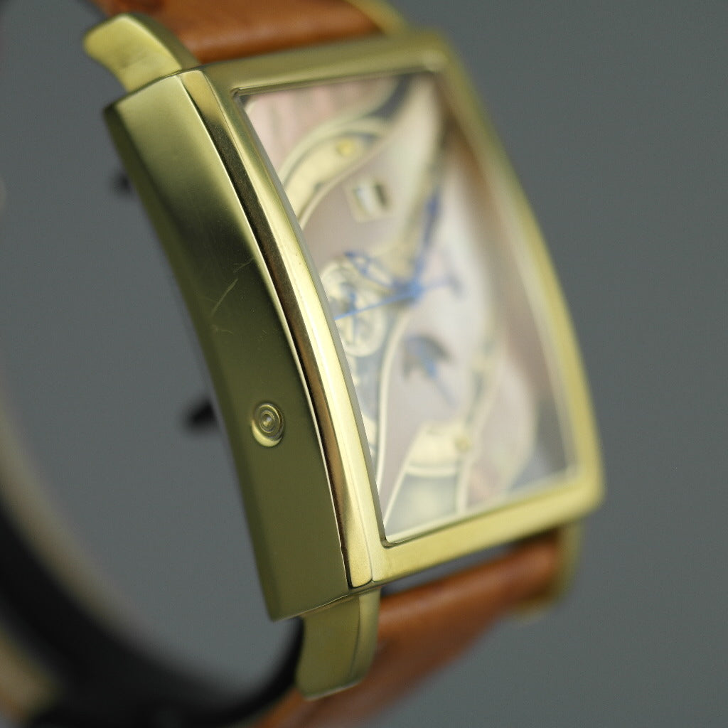 Constantin Weisz Automatische vergoldete Armbanduhr mit Skelett-Perlmutt-Zifferblatt