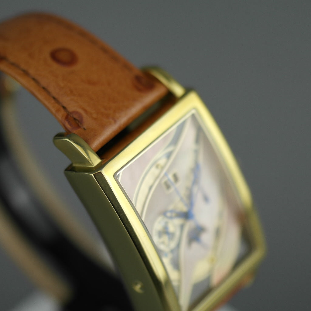 Constantin Weisz Automatische vergoldete Armbanduhr mit Skelett-Perlmutt-Zifferblatt