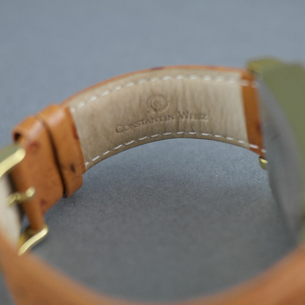 Constantin Weisz Automatische vergoldete Armbanduhr mit Skelett-Perlmutt-Zifferblatt
