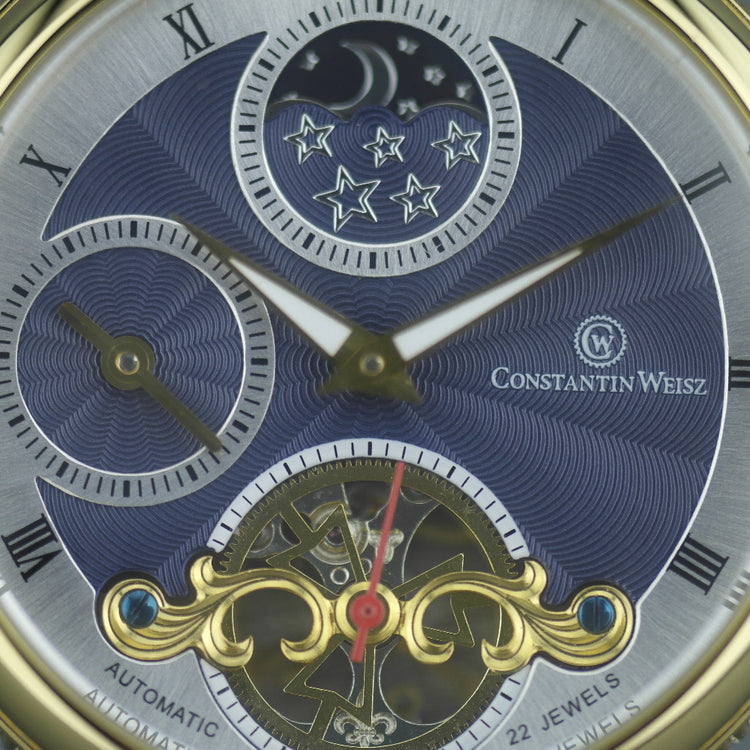 Constantin Weisz automatic open heart wrist watch 22 jewels date day night