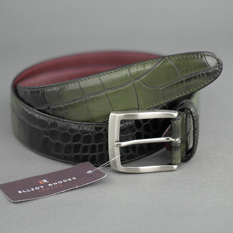 Elliot Rhodes Gents Casual full grain leather belt a Mock Caiman effect