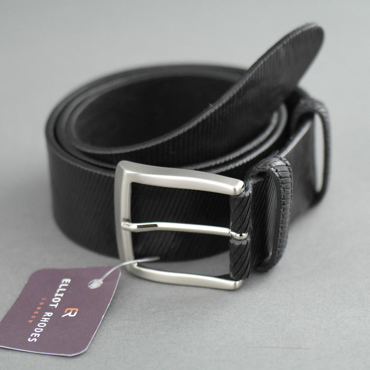 Elliot Rhodes Gents Casual black laser cut full grain leather belt