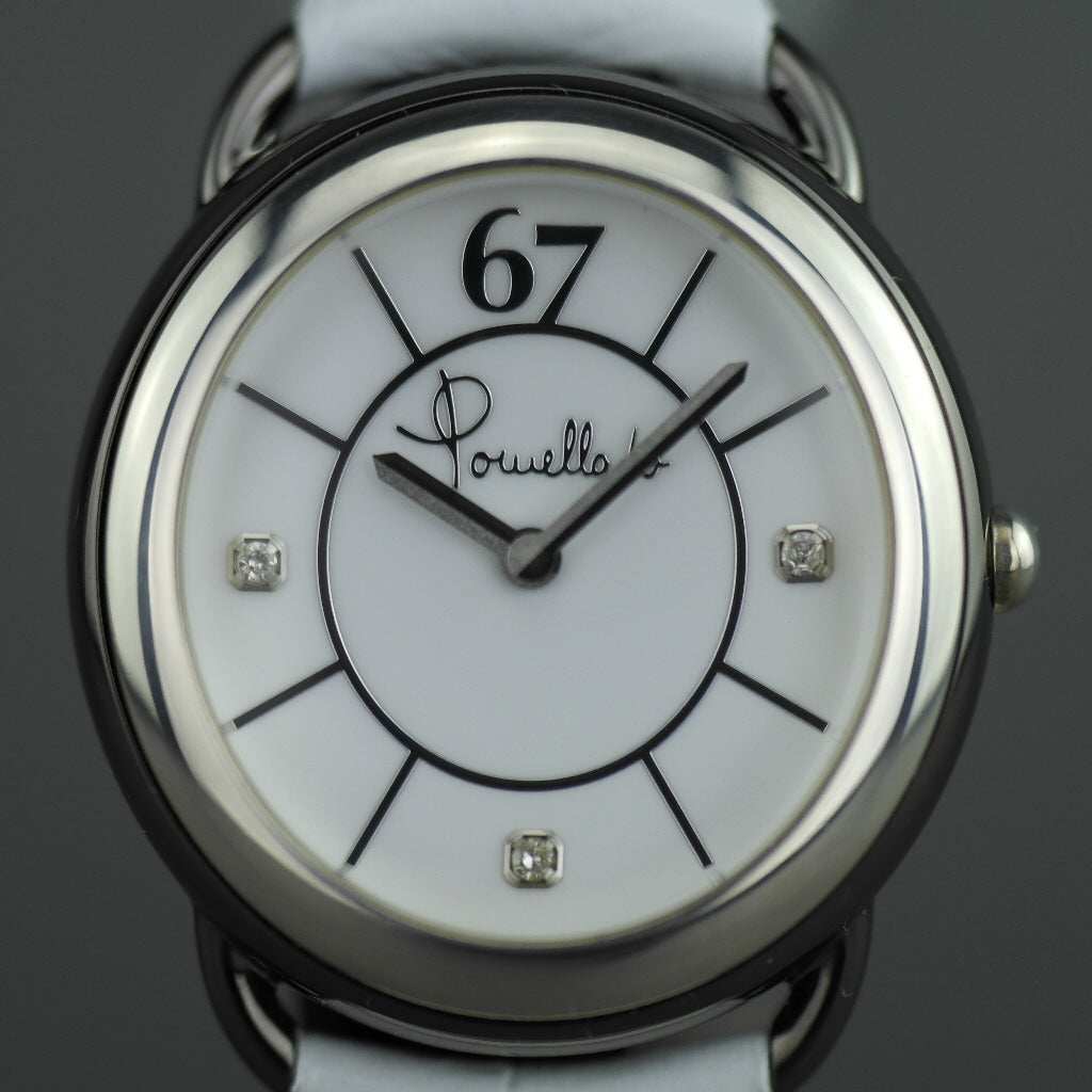 Pomellato 67 Reloj de pulsera para mujer de edición limitada con diamantes, correa de piel blanca 