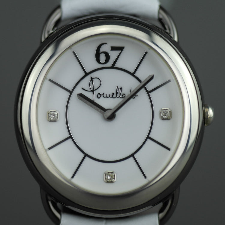 Pomellato 67 Limited Edition Ladies wristwatch with Diamonds, white Leather strap