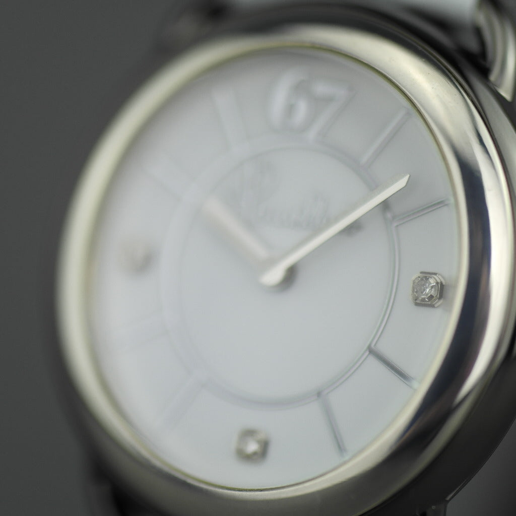 Pomellato 67 Reloj de pulsera para mujer de edición limitada con diamantes, correa de piel blanca 