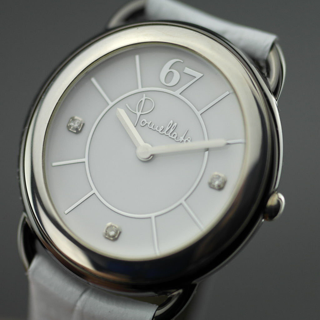 Pomellato 67 Reloj de pulsera para mujer de edición limitada con diamantes, correa de piel blanca 