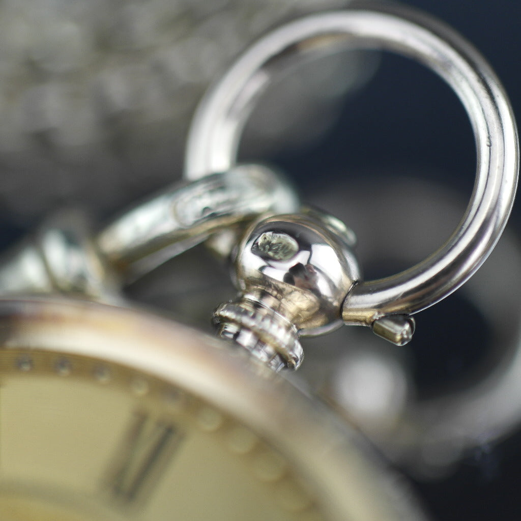 Antique 14ct gold pocket watch with chain T-bar key Roman numerals, open face