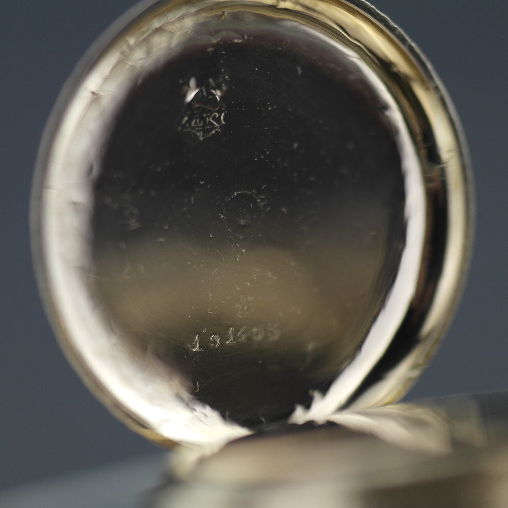 Antique 14ct gold pocket watch with chain T-bar key Roman numerals, open face