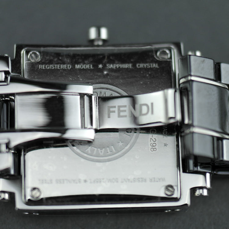 Fendi Orologi Quadro Black Ceramic and Diamonds Swiss wrist watch