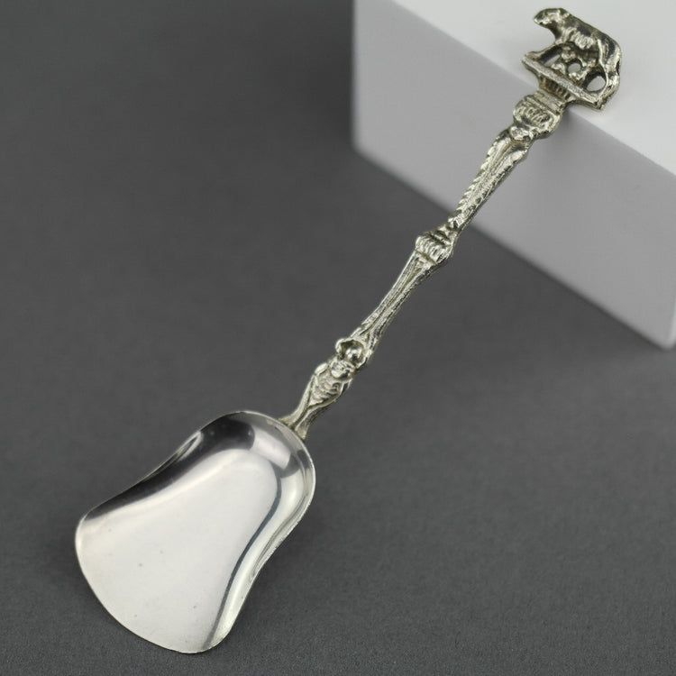 Antique silver plated spoon from Italy with Rome She-wolf on the top