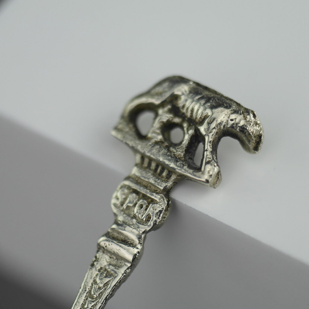 Antique silver plated spoon from Italy with Rome She-wolf on the top